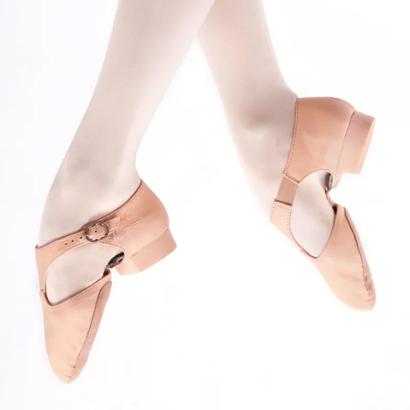 Schwarzer, hellbrauner, rosafarbener Schuh aus echtem Leder für Kinder, Erwachsene, Lehrer, professionelle Sandalen, China-Damen-Jazz-Tanz-Sandalen