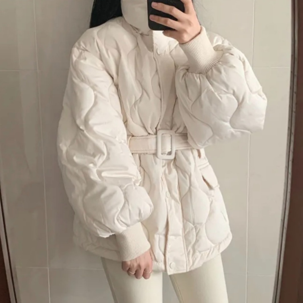 South korea Chic Autumn and Winter Temperament Down jacket Cotton-padded jacket Outerwear Mid-Length Down jacket Short Down j...