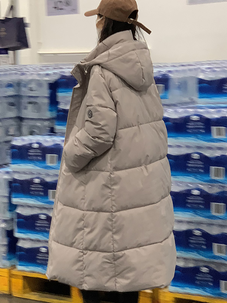 Vielleicht-abrigo largo liso para mujer, parka informal con capucha, chaqueta acolchada con estilo, prendas de vestir exteriores para invierno, novedad