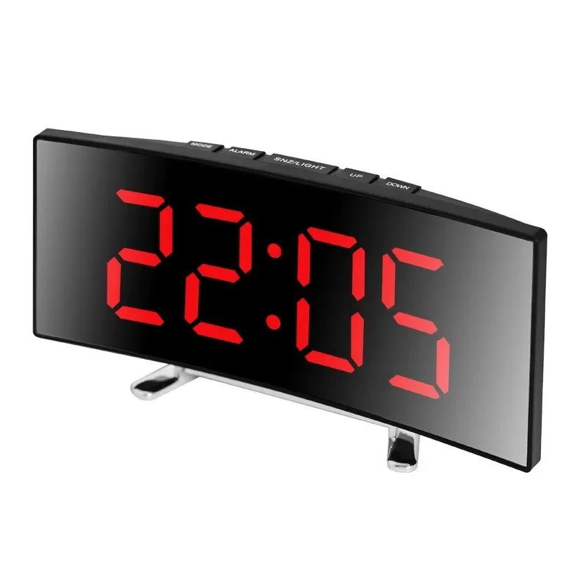 LED gebogener Bildschirm leuchtende elektronische Uhr Spiegeluhr Wohnzimmer großer Bildschirm Wecker Heimdekoration