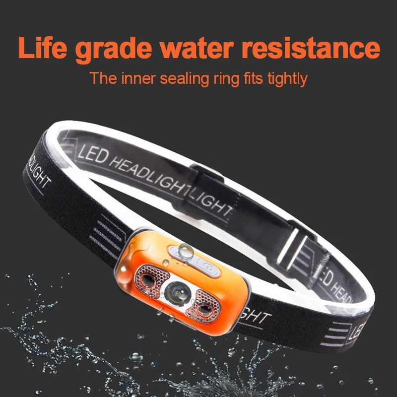 Faros con Sensor Mini LED para pesca nocturna, potente linterna para cabeza, recargable por USB, faro de ángulo ajustable superbrillante