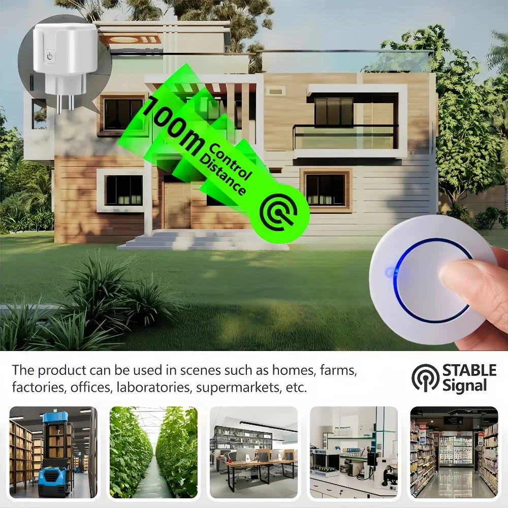 433 MHZ Rf Wireless Remote Control Smart Switch Electrical Sockets 220V 15A Single Plug and Transmitter for Home Appliance Led