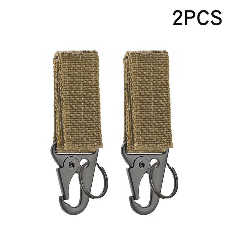 2 stücke Taktische Hängende Schnalle Molle Nylon Gurtband Karabiner Gürtel Dreieck Schlüsselbund für Outdoor Klettern Camping Werkzeug Zubehör