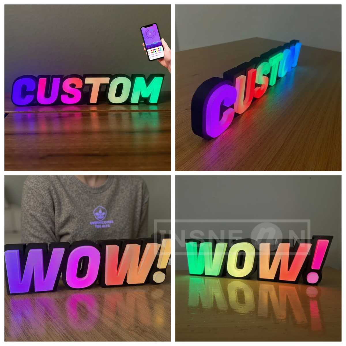 Custom 3D LED Colored Letters Smart Controlled Personalized Light Sign Frontlit LED Acrylic Wall Decor for Business or Home