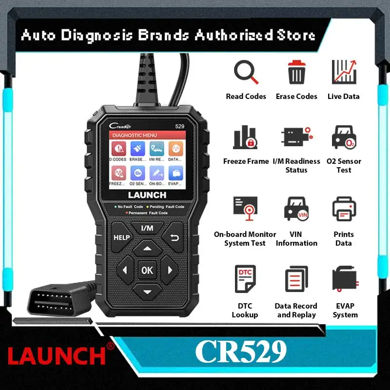 Nuevo lanzamiento Creader 529 lector de código de escáner OBD2 CR529 herramienta de diagnóstico automotriz lector de código OBDII lectura de código de falla escaneo OBD2 DIY