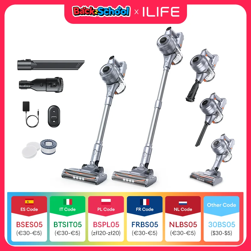 ILIFE H80 bezprzewodowy odkurzacz ręczny robot, ssanie 21 kPa pojemnik na kurz 1,2 l, czas 40 minut, podświetlenie LED, wymienna bateria