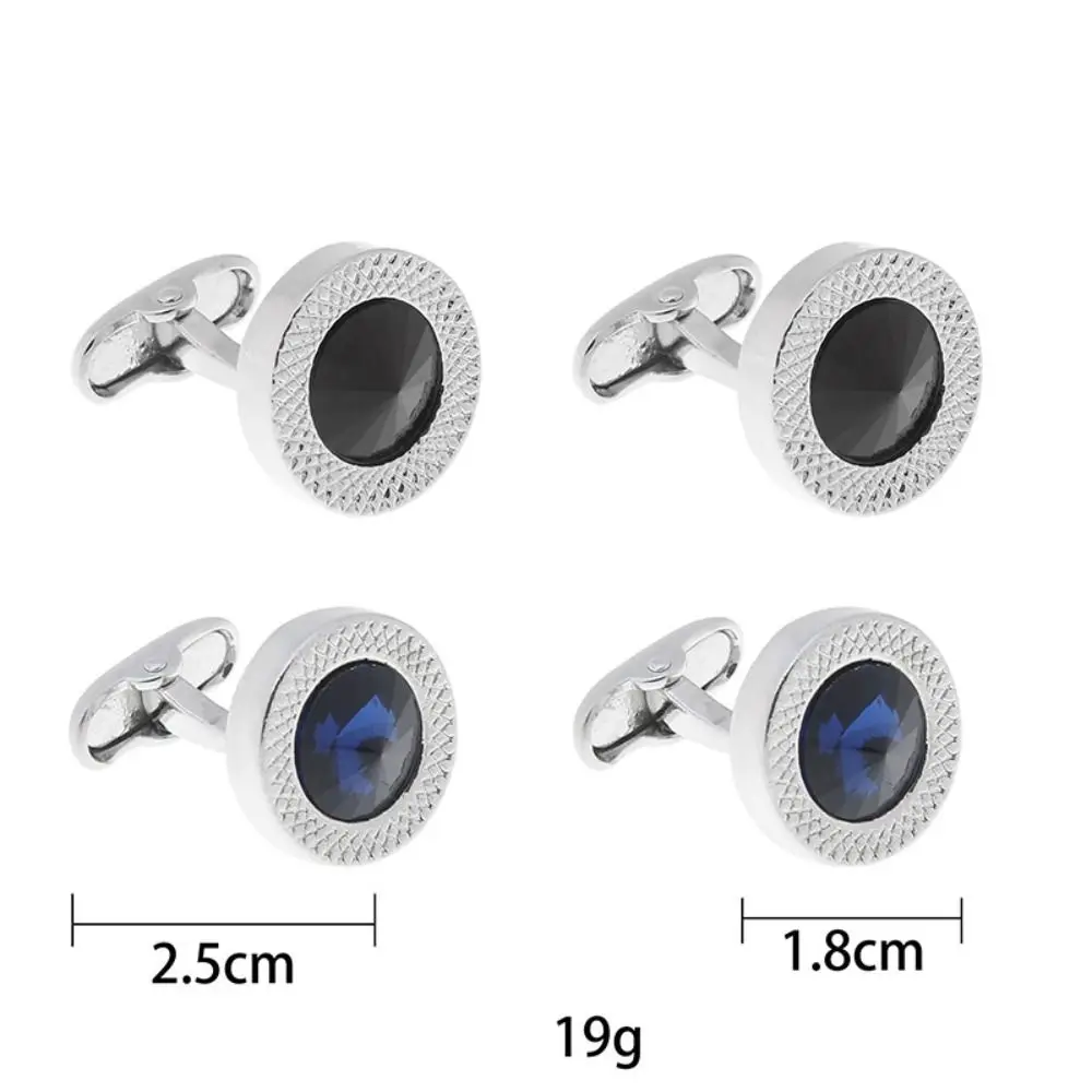 Kancing Manset Paduan Logam Berkualitas Tinggi Berhiaskan Rhinestone Hitam Biru untuk Pria, Gaya Elegan dengan Desain Simpul