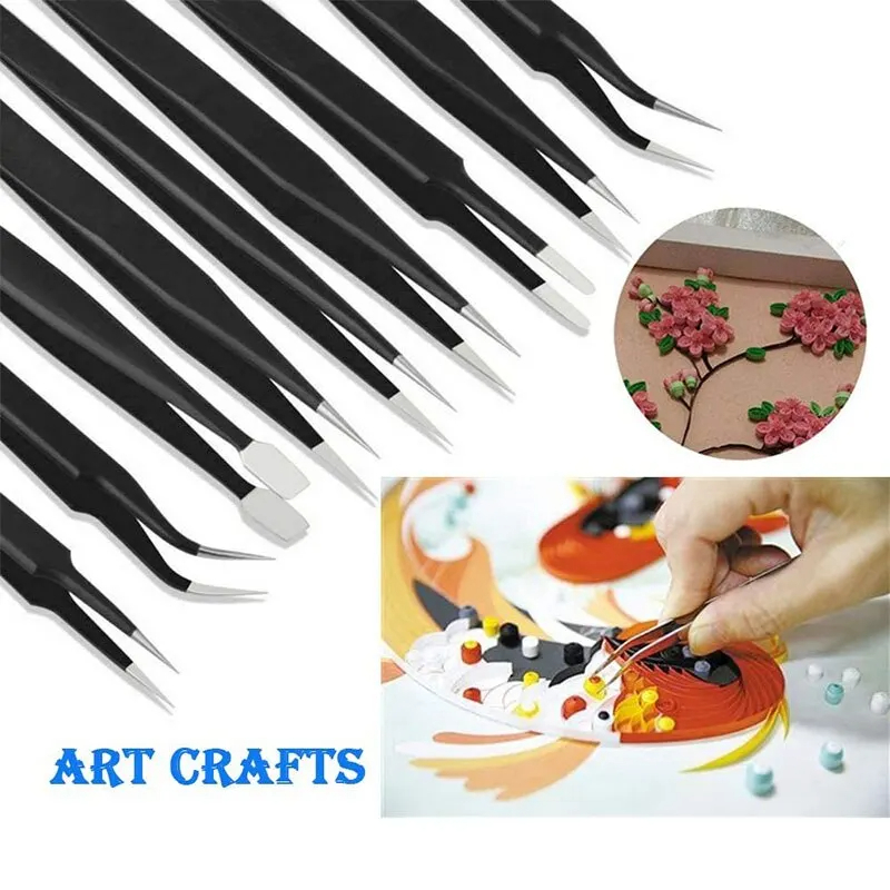 10-delige roestvrijstalen antistatische pincetset Precisie elektronische reparatiegereedschappen voor onderhoud