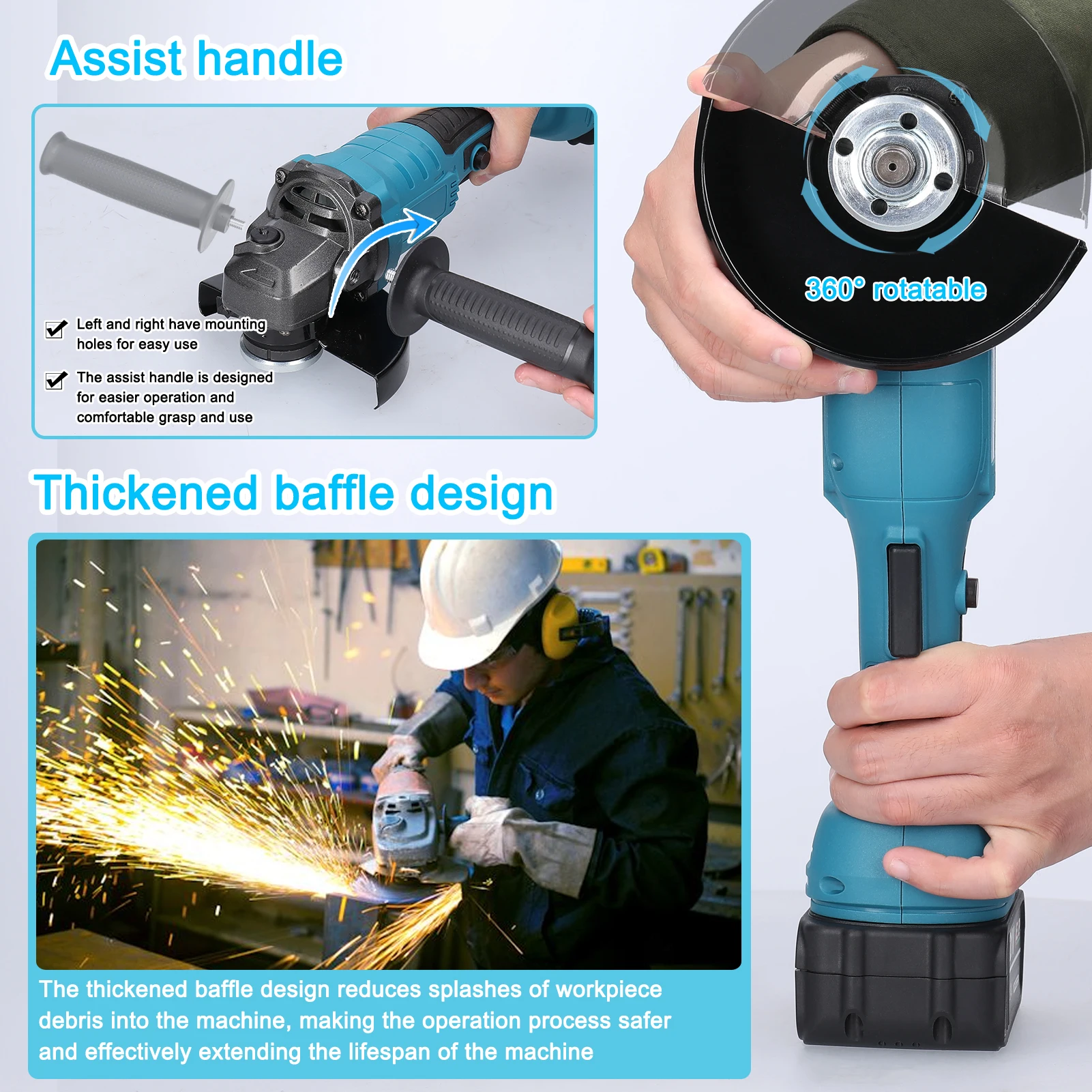 21V 125mm M14 Haakse Slijper Borstelloze Motor Elektrische Slijpgereedschap Multifunctionele Lithium Snijmachine Utility Power Tool fo