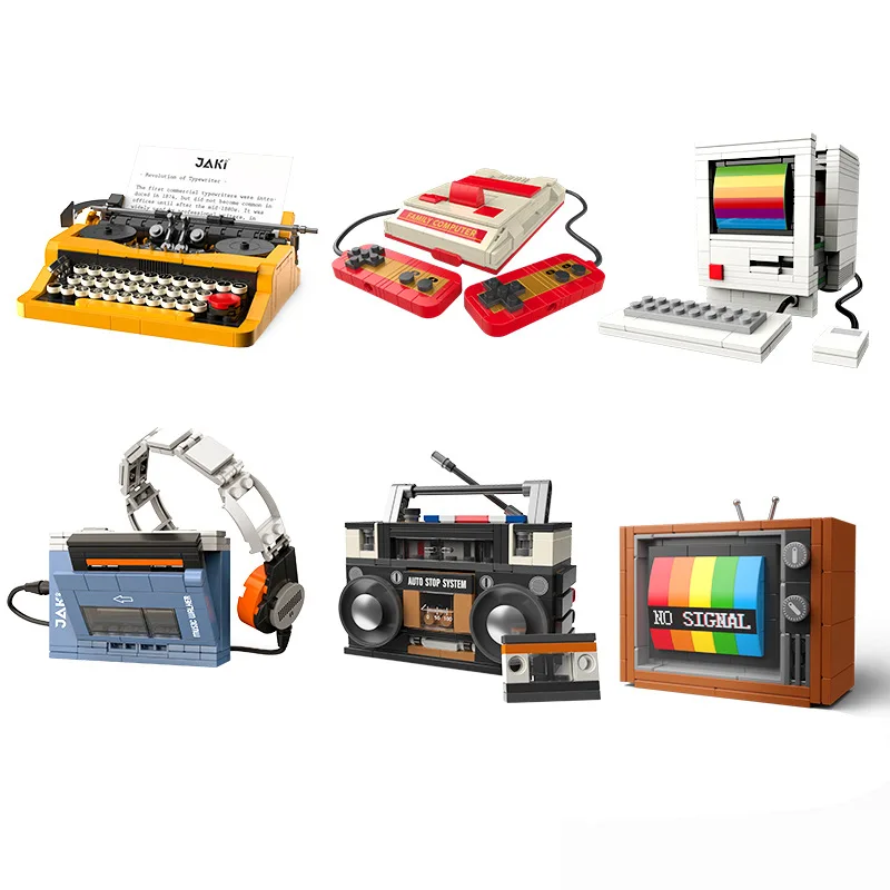 DIY Retro เครื่องใช้ไฟฟ้าเฟอร์นิเจอร์ทีวีคอมพิวเตอร์เทป Walkman เกมคอนโซลวิทยุ Building Blocks ชุดอิฐชุดของเล่น