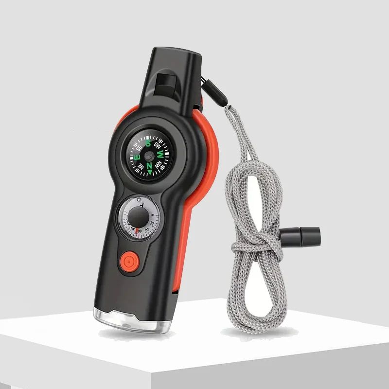 Zk30 7 in1 Überlebens pfeife im Freien Multifunktion ale Überlebens pfeife Taschenlampe Reflektor Lupe Fach Kompass