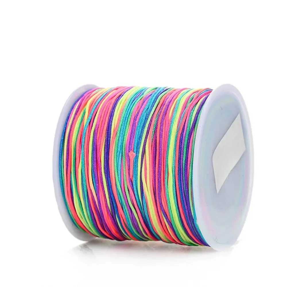 100 metros por rolo, corda de nylon de 0,8 mm, usada para fazer itens artesanais faça você mesmo como pulseiras e colares