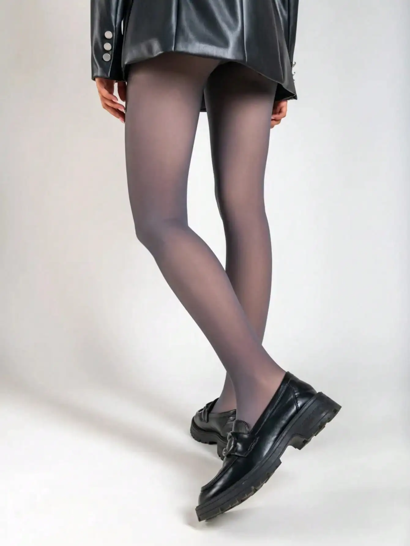Leggings falsos translúcidos de color sólido con terciopelo grueso, pantalones elásticos cálidos para otoño e invierno, tallas grandes menores de 150 libras