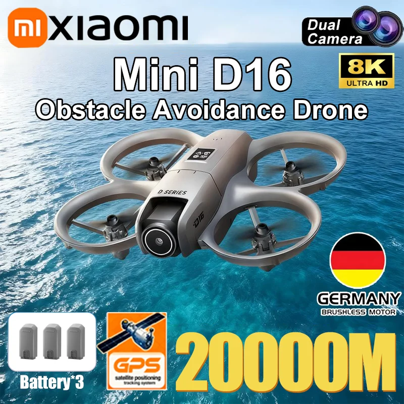 Xiaomi d16 pro drone 8k aéreo hd profissional de câmera dupla helicóptero fluxo óptico posicionamento evitar ônibus motor gps drone