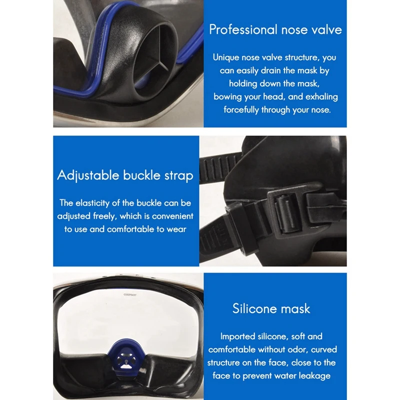 Smart-2X Yon Sub Scuba Diving Classic Free Dive One-Window Silicone Purged Mask Black Nose Valve Large Frame Adult Diving Mask