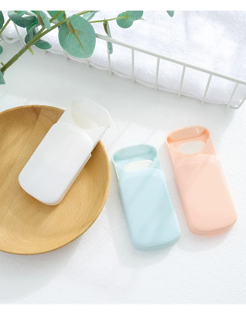 ใหม่แฟชั่นกระดาษสบู่ Travel กระดาษซักผ้าแบบใช้แล้วทิ้งสบู่แบบพกพาโรงแรม Mini กล่องสบู่ชิปสบู่ทิ้ง