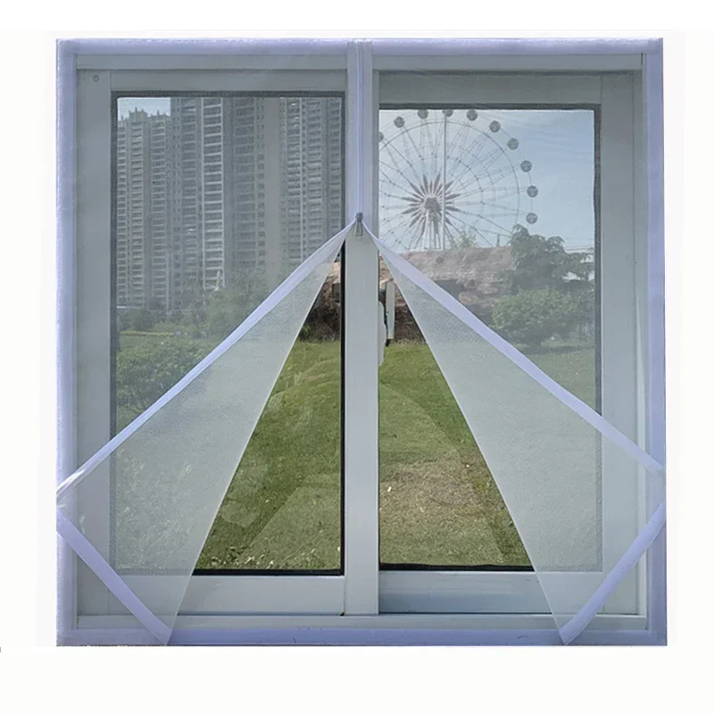Malla de ventana blanca de varios tamaños con cremallera, cremallera autoadhesiva, mosquiteras para ventanas, malla de cortina de puerta y ventana antimosquitos
