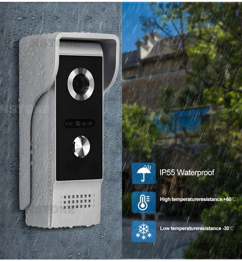 7 Polegada com fio vídeo campainha intercom 800tvl à prova dwaterproof água ao ar livre câmera hd ip55 interfone sistemas para casa apartamento