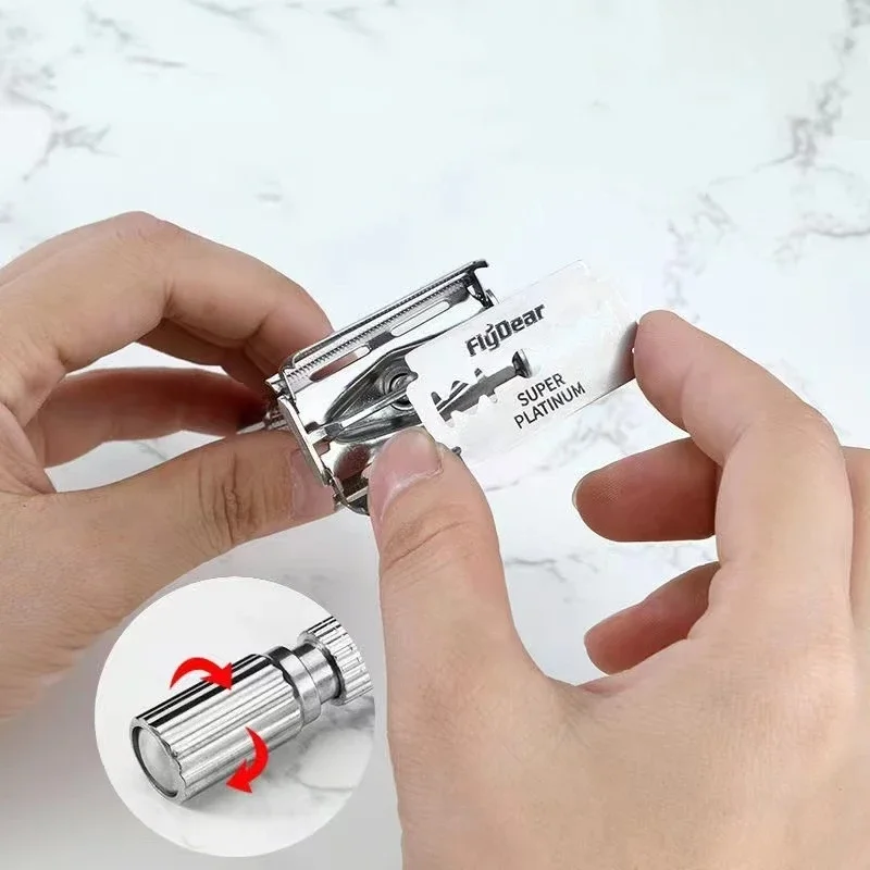 Männer Rasieren Rasiermesser oder Klinge Splitter Klapp Rasiermesser Gesichts Haar Edelstahl Rasiermesser Halter Rasieren Barber Tools