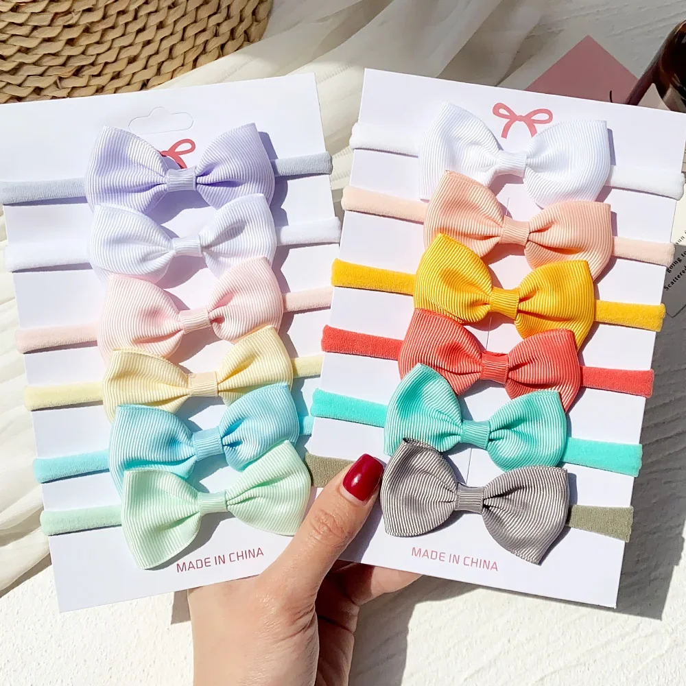 4/5/6 pçs/set cor sólida crianças headwear elástico faixas de cabelo para o bebê bonito fita bowknot bandana infantil meninas acessórios para o cabelo