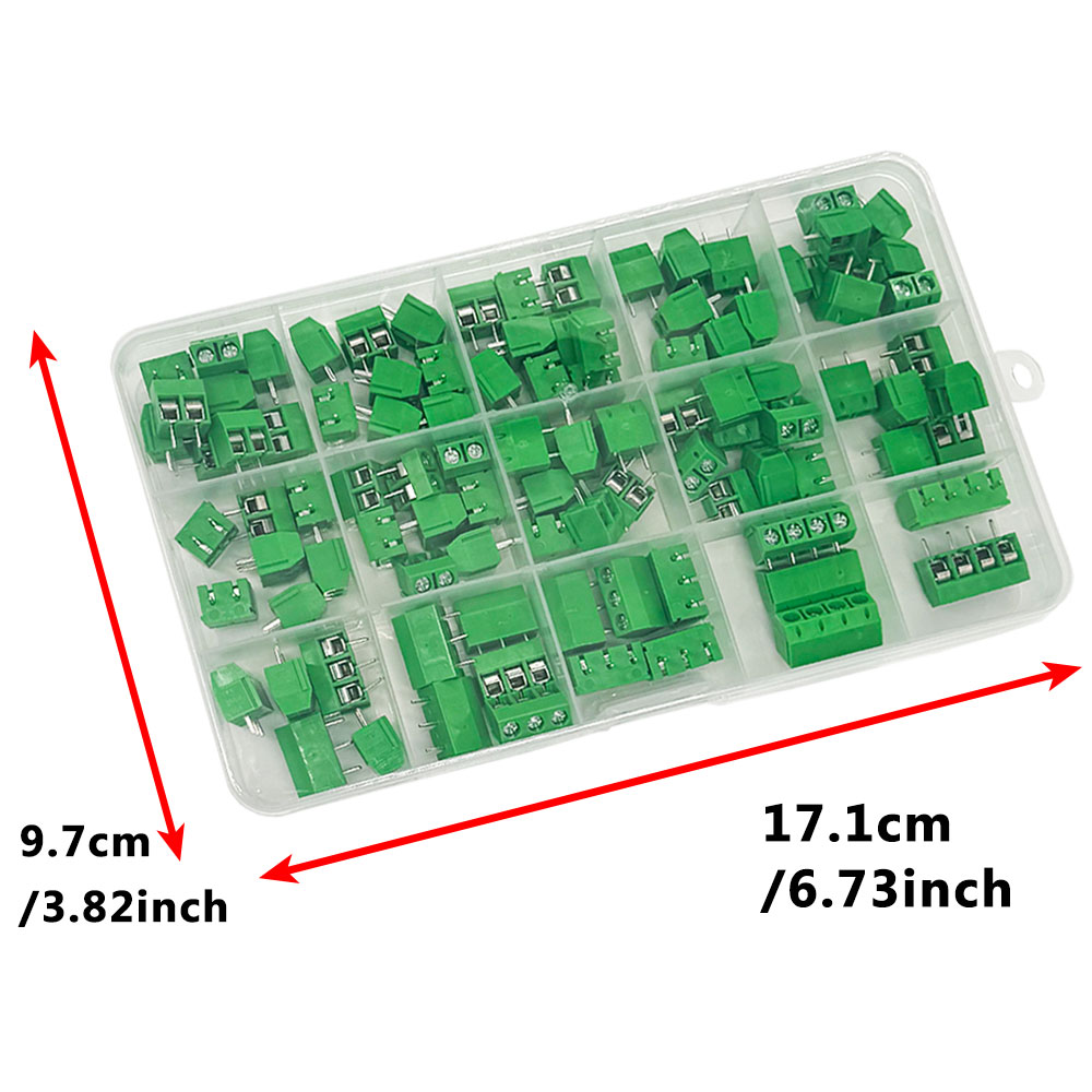 100PCS KF301-2P 3P 4P PCB Kit terminal 5.08MM post splicing plug-in green Kit
