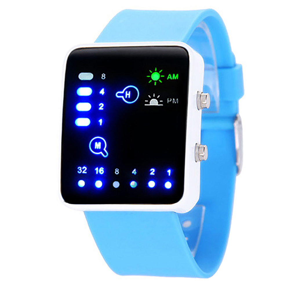 Casual Men ไบนารี LED สแควร์นาฬิกาซิลิโคนควอตซ์นาฬิกาข้อมือ Orologio Donna Horloges Vrouwen แฟชั่นนาฬิกาผู้หญิง