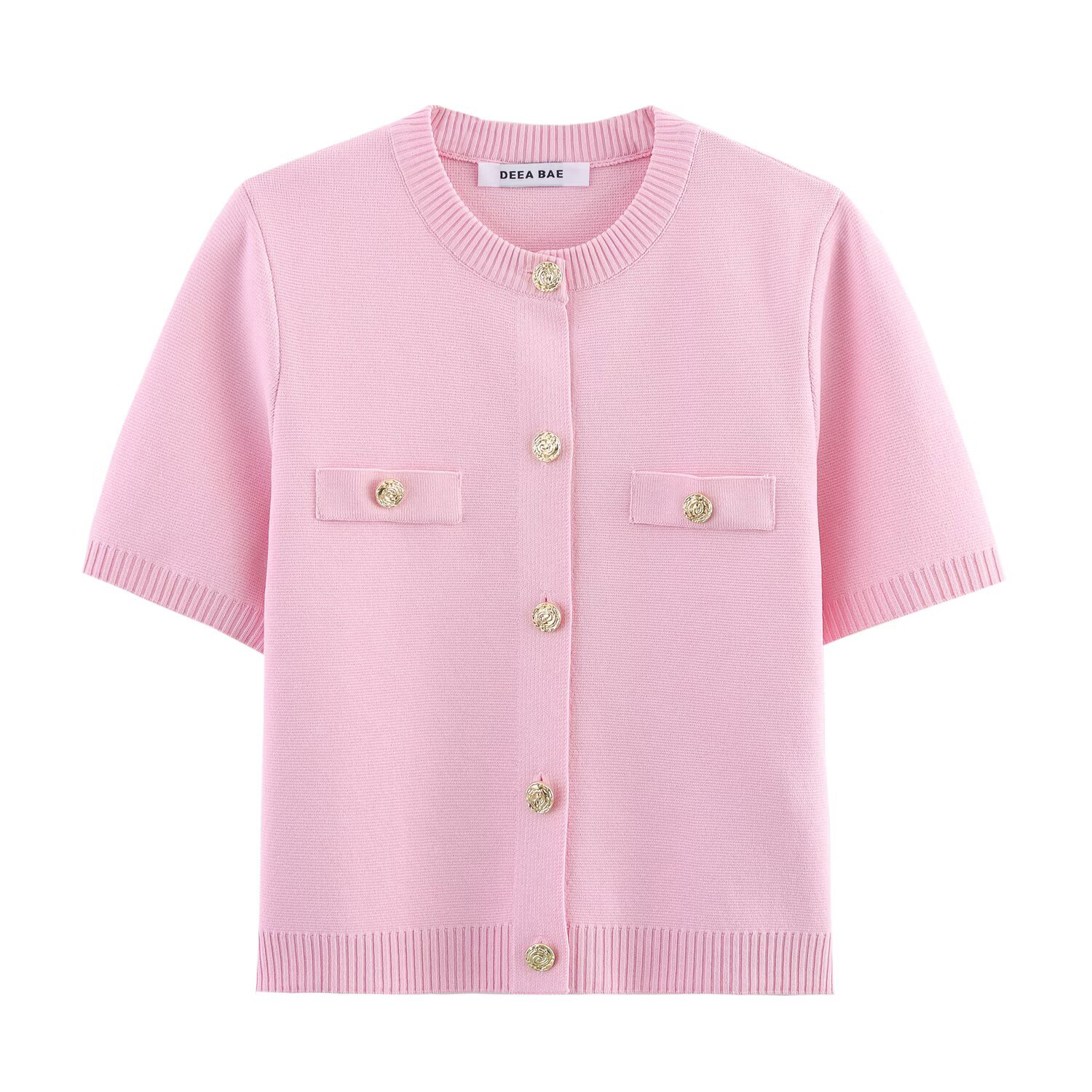 2025 primavera e verão novo casaco cardigan de malha feminino de manga curta estilo simples e moderno