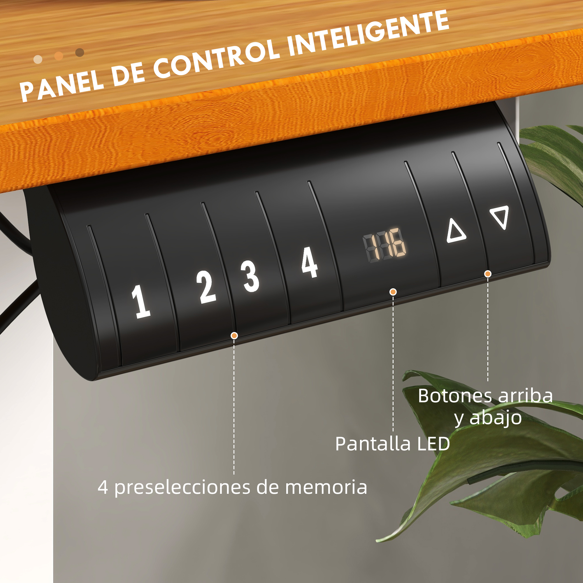 Vinsetto elektrisch hefbureau met verstelbare hoogte 3 herinneringen 120x60 cm