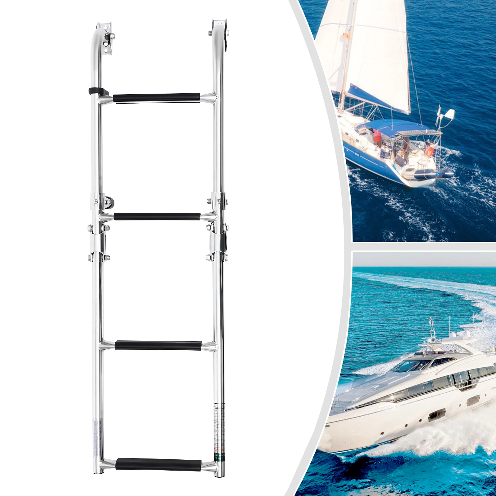 Portable Folding Step Ladder,High Stability Stainless Steel Ladder,2+2 Boat Drop Ladder,for Yachts,fishing Boats,swimming Pools