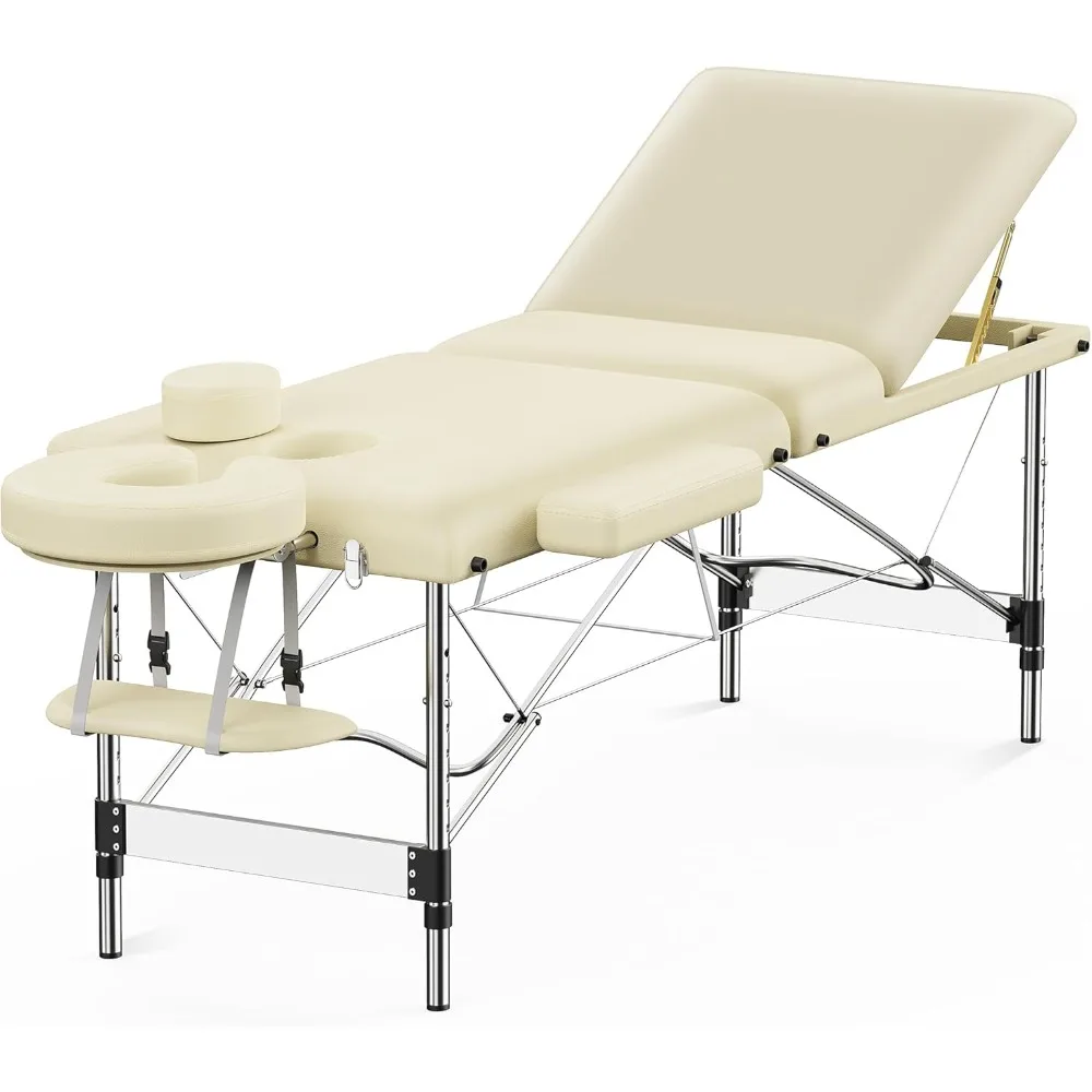 Massage Table Portable 84" Long 24" Wide Professional 3 Sections Reclining Massage Bed Lash Bed, Aluminium Adjustable Estheticia