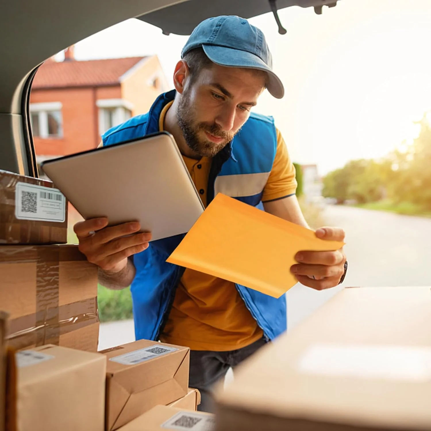 Sacos de transporte adesivos com vedação automática de bolhas Kraft, envelopes acolchoados com amortecimento para envio, envio postal, embalagens