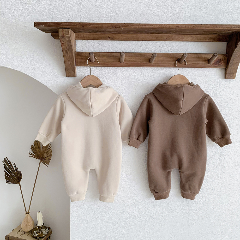 Personalized Embroidery 2023 Baby Bodysuit Thickened Autumn and Winter Bear Creeper Customized Newborn Name Fleece Creeper