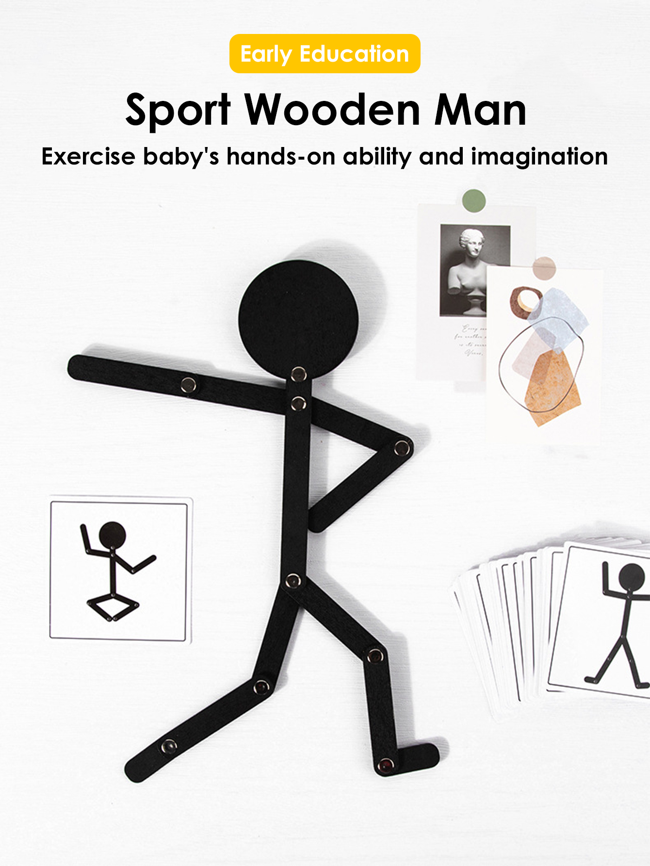 Kids Montessori Educatief Houten Stok Mannen Puzzelspel Kids Hand Vaardigheid Fijne Motoriek Monteren Speelgoed Voor Baby Verbeelding
