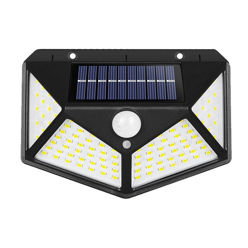 Zasilane energią słoneczną zewnętrzne oświetlenie ścienne na dziedzińcu, wykrywanie ludzi, wodoodporność w ogrodzie domowym energooszczędne latarnie uliczne 100LED