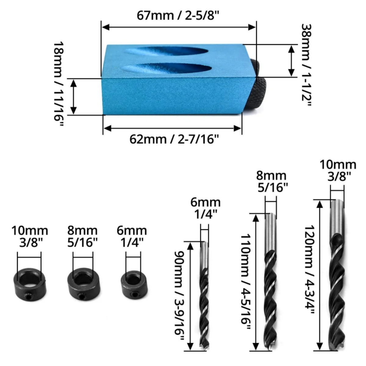 Plantilla de tornillo con agujero de bolsillo de 15 grados, Kit de carpintería, herramienta localizadora de posicionador, guías de carpintería de madera, herramienta de ángulo de junta