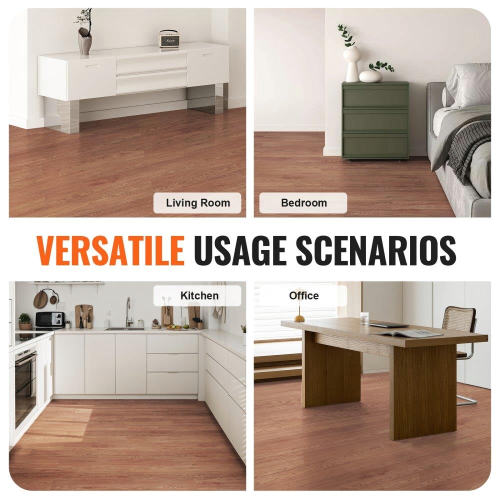 Self Adhesive Vinyl Floor Tiles 36x6 inch 36 Tiles 2.5mm Thick Deep Brown Wood Grain DIY Flooring for kitchen Dining Room