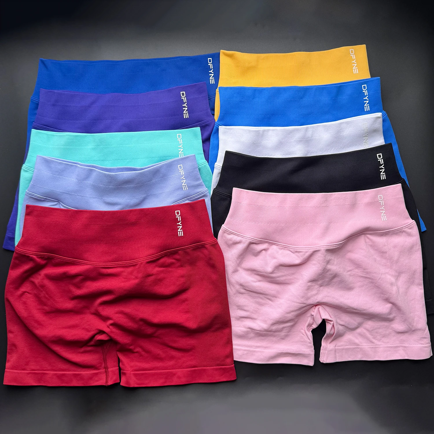 Dfyne Impact Brand Shorts 4.5'' Lage Taille Naadloze Yoga Shorts Scrunch Bum Gym Shorts Dames Workout Biker Stretch Fitness Kort