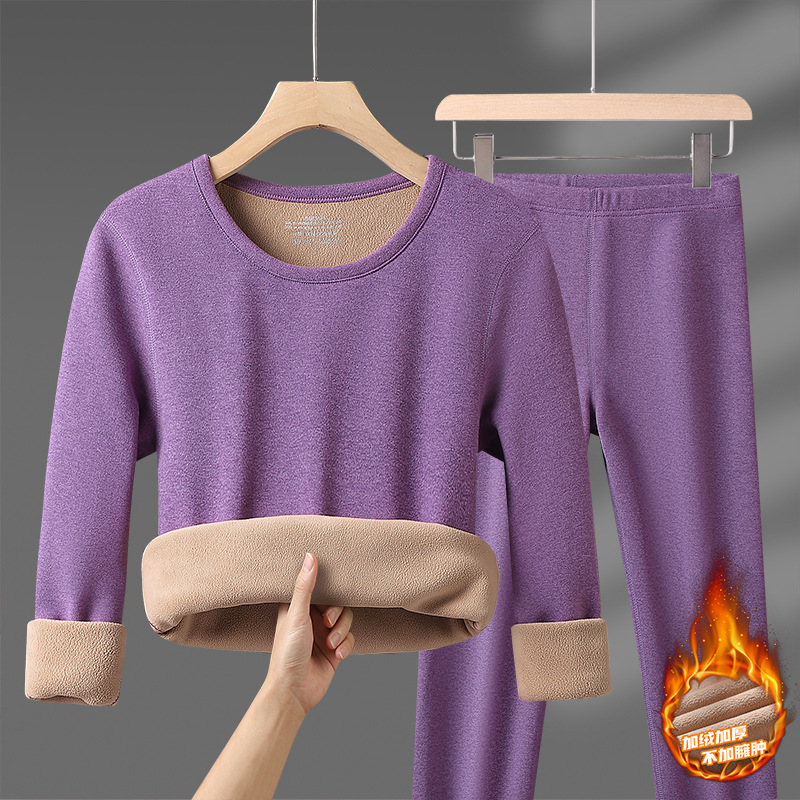 Conjuntos de ropa interior térmica de invierno para hombre y mujer, Tops de terciopelo + Pantalones largos, conjunto cálido de 2 piezas elástico cómodo y agradable para la piel