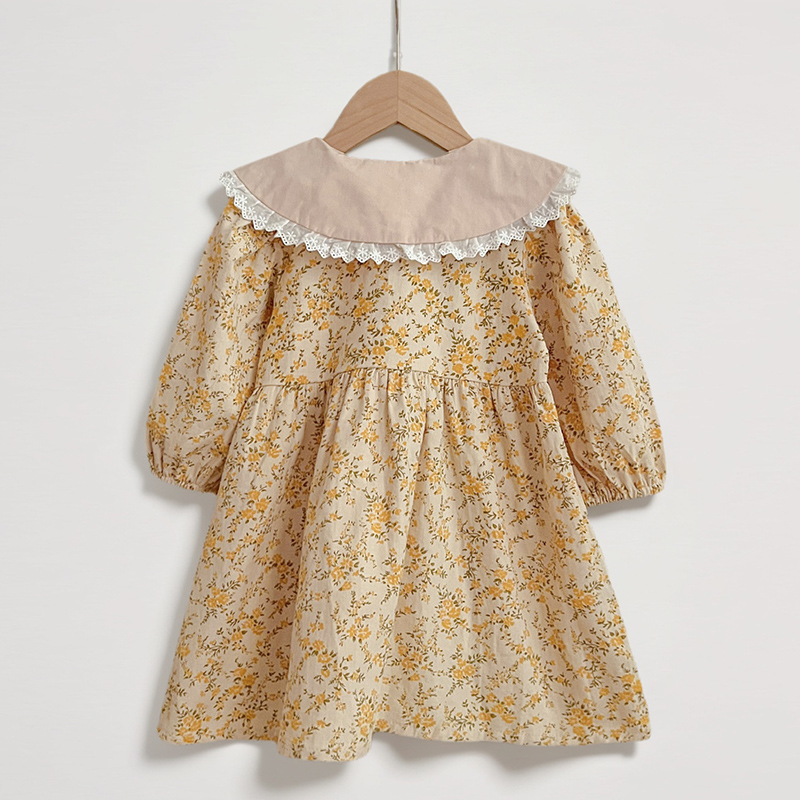 Herbst Kinder Baby Mädchen Blumen Kleid Langarm Süße Druck Prinzessin Kleid Casual Baby Mädchen Kleid Kinder Kleidung Kleid