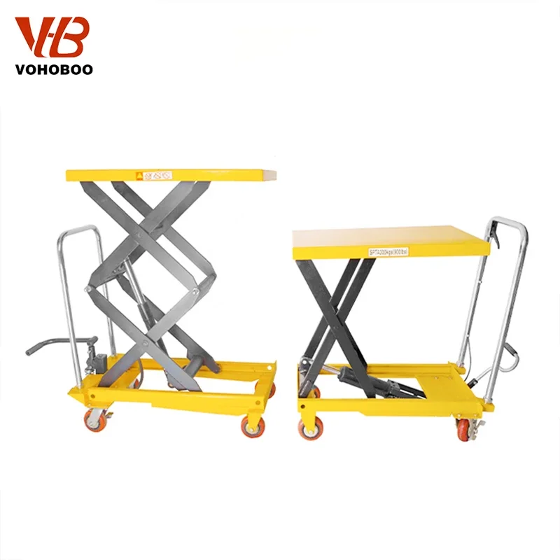 รถเข็นยกขากรรไกรแพลตฟอร์มยกมือถือขายราคาถูก 150 กก. 350 กก. 500 กก. 1,000 กก. โต๊ะยกไฮดรอลิก