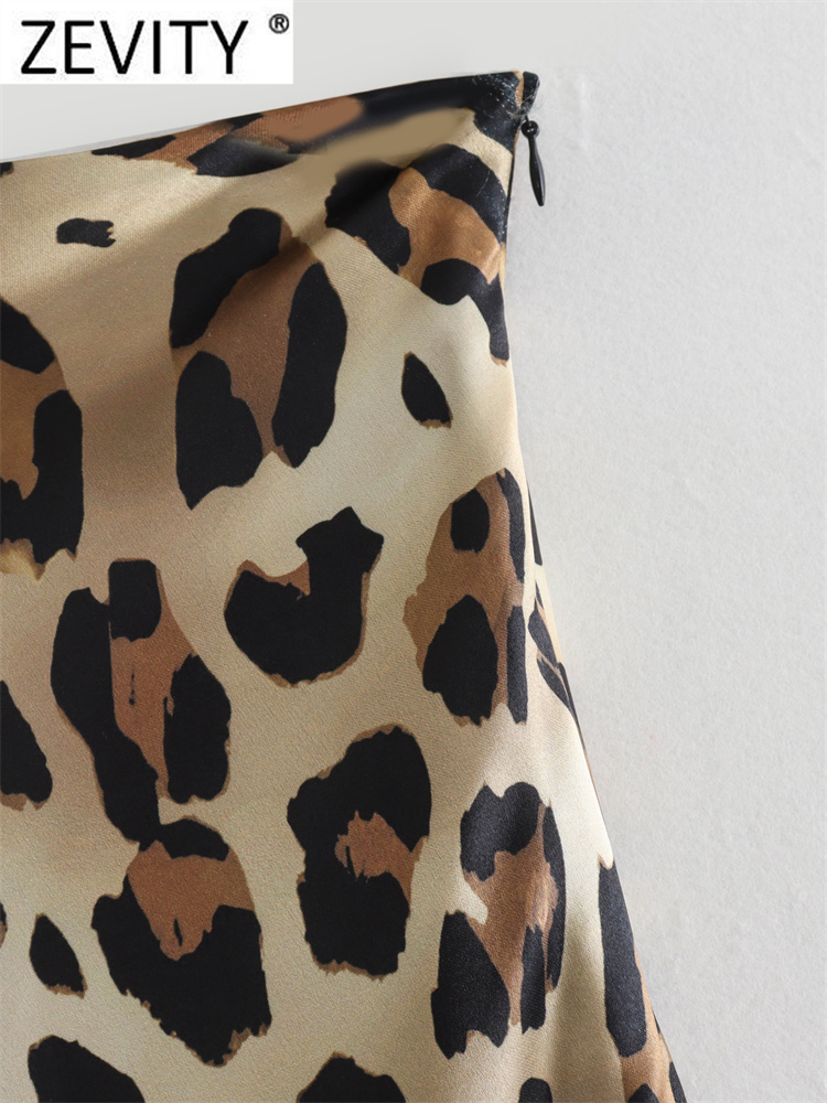 Юбка-миди Женская трапециевидная на молнии с леопардовым принтом и высокой талией