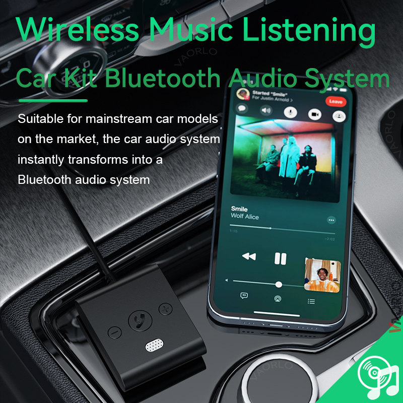 Adaptateur de voiture Bluetooth 5.4 AUX avec micro 3.5MM USB u-disk récepteur Audio stéréo sans fil Kit de voiture appels mains libres Navigation musique