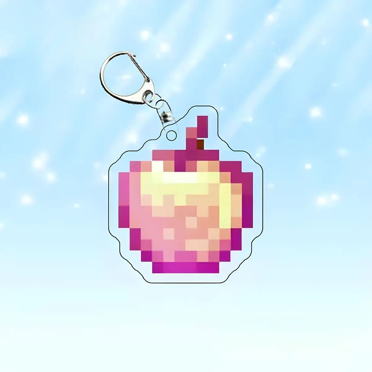 2-10 Pcs/set Totem of Undying Diamond Sword Eye of Enchanted Golden Apple Keychain Pickaxe Model Toys Collect Keyrings