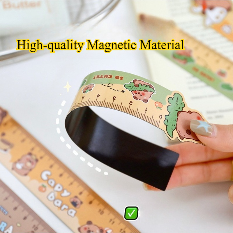 Righello segnalibro magnetico capibara cartone animato Simpatico righello da disegno irregolare per studenti Cancelleria scolastica creativa per bambini Kawaii