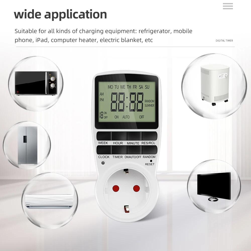 Digital Timer Switch EU Programmable Electronic Timing Socket US UK FR AU Plug Outlet Kitchen Appliance Time Control Day/Hour