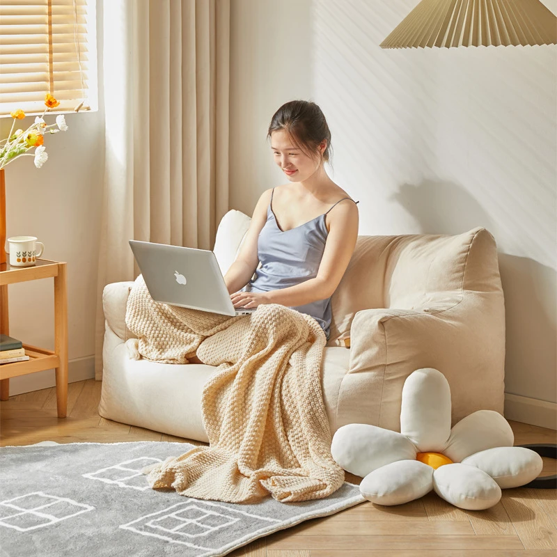 Sofá preguiçoso dos desenhos animados para crianças, mini saco de feijão, linho de algodão, assento único casual, sofá com varanda infantil, tatuagem de leitura, Ins Kids Furniture