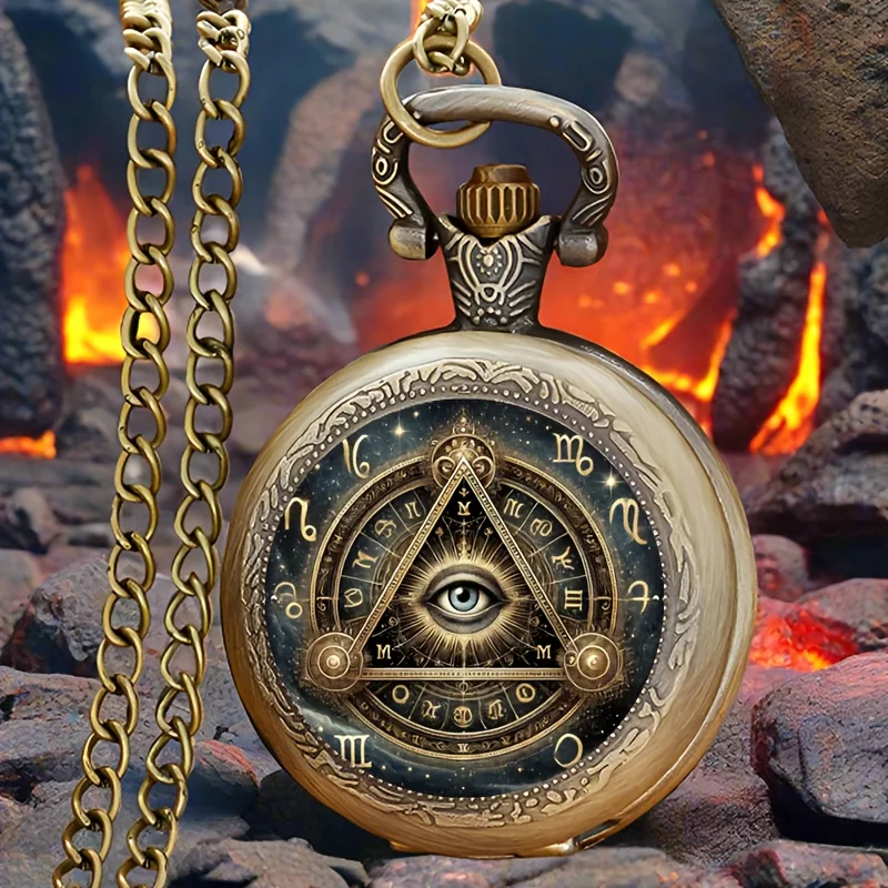 Vintage exquisite Gothic-Augenmuster-Design Mini-Taschenuhr, präzise Quarzwerk-Uhr, tolles Uhrengeschenk für Männer und Frauen