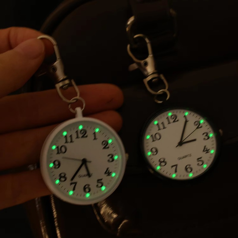 Classic Clock Craft Quartz Movement Round Clocks Luminous Keychain Remote Clock with Battery Student Medical Watch Gifts