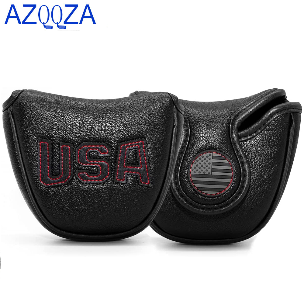 Capa de couro pu premium para putter, capa de cabeça de putter, capa magnética para cabeça de taco de mesa, proteção para cabeça de taco de golfe