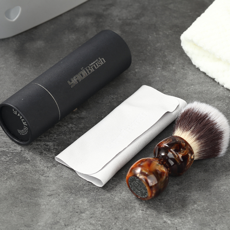 YAQI 캐러멜 고양이 수염 합성 헤어 남성용 습식 면도 브러쉬